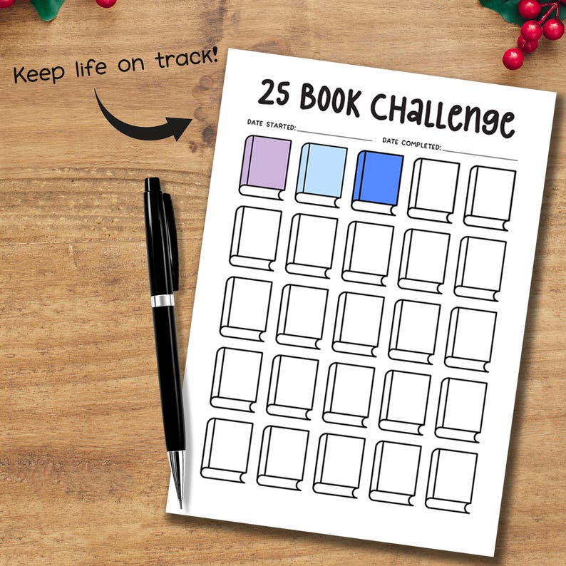 25 Book Challenge Tracker Printable | Reading Planner Page | Journal ...