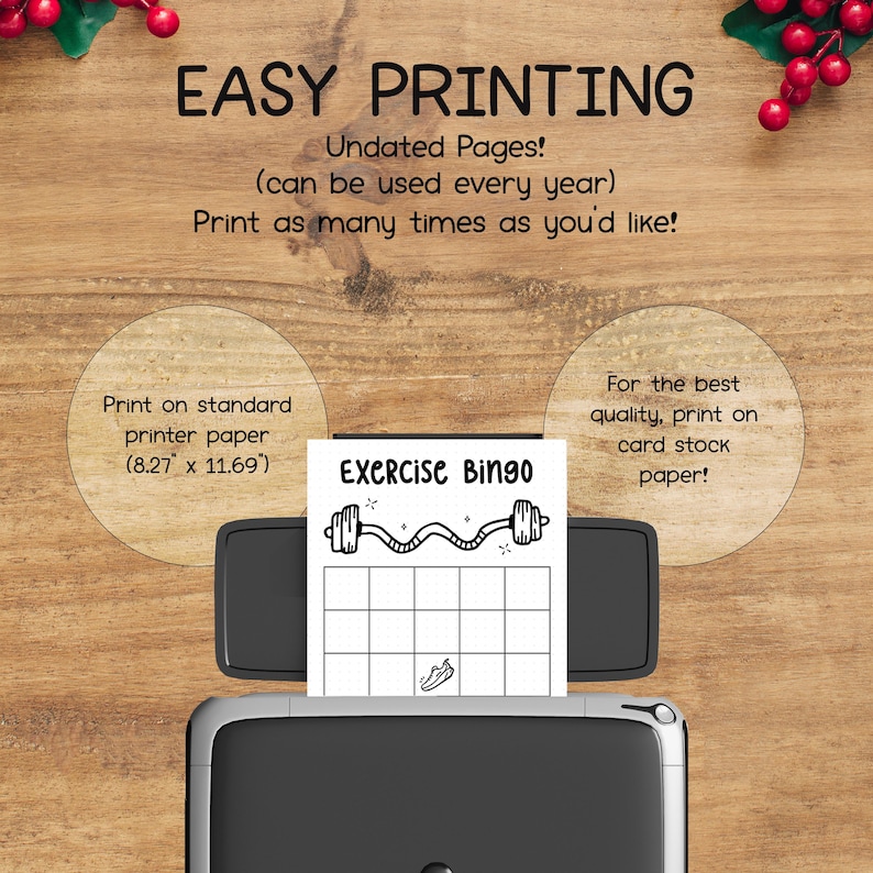 Exercise Bingo Game Printable PDF | Workout & Fitness Tracker | Gym ...