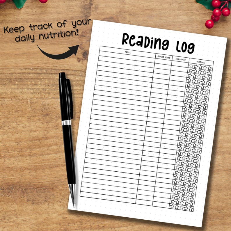 Reading Log Chart Printable PDF | Book Tracker & Habit Journal Page ...