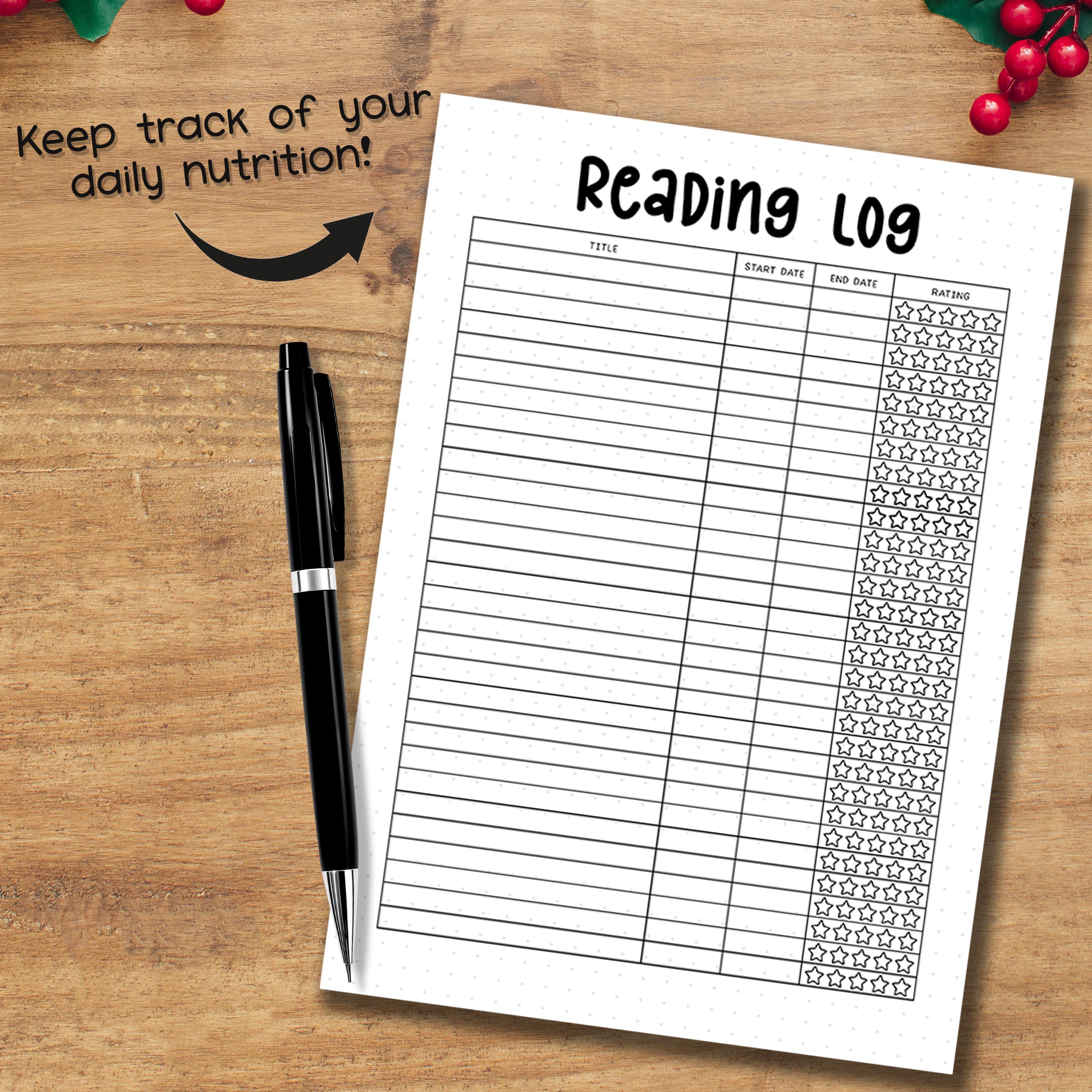 Reading Log Chart Printable PDF | Book Tracker & Habit Journal Page ...