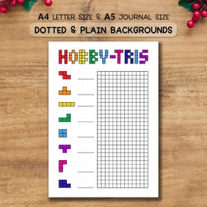 Utskrivbar Hobby-Tris Tracker | Tetris-stil Hobby Progress Rutnät | Kreativa vanor Arbetsblad (A4/A5 PDF)
