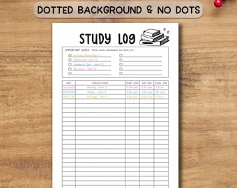 Printable Study Log: Student Homework Tracker, College Planner (PDF, A4/A5 Sizes)