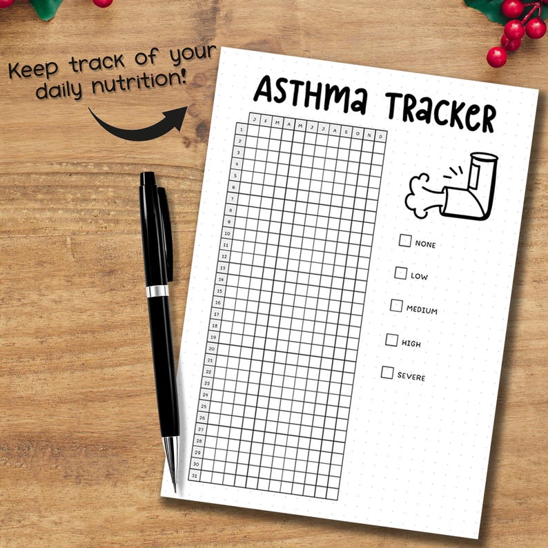 Asthma Tracker Printable PDF | Daily Symptom & Inhaler Log | Health ...