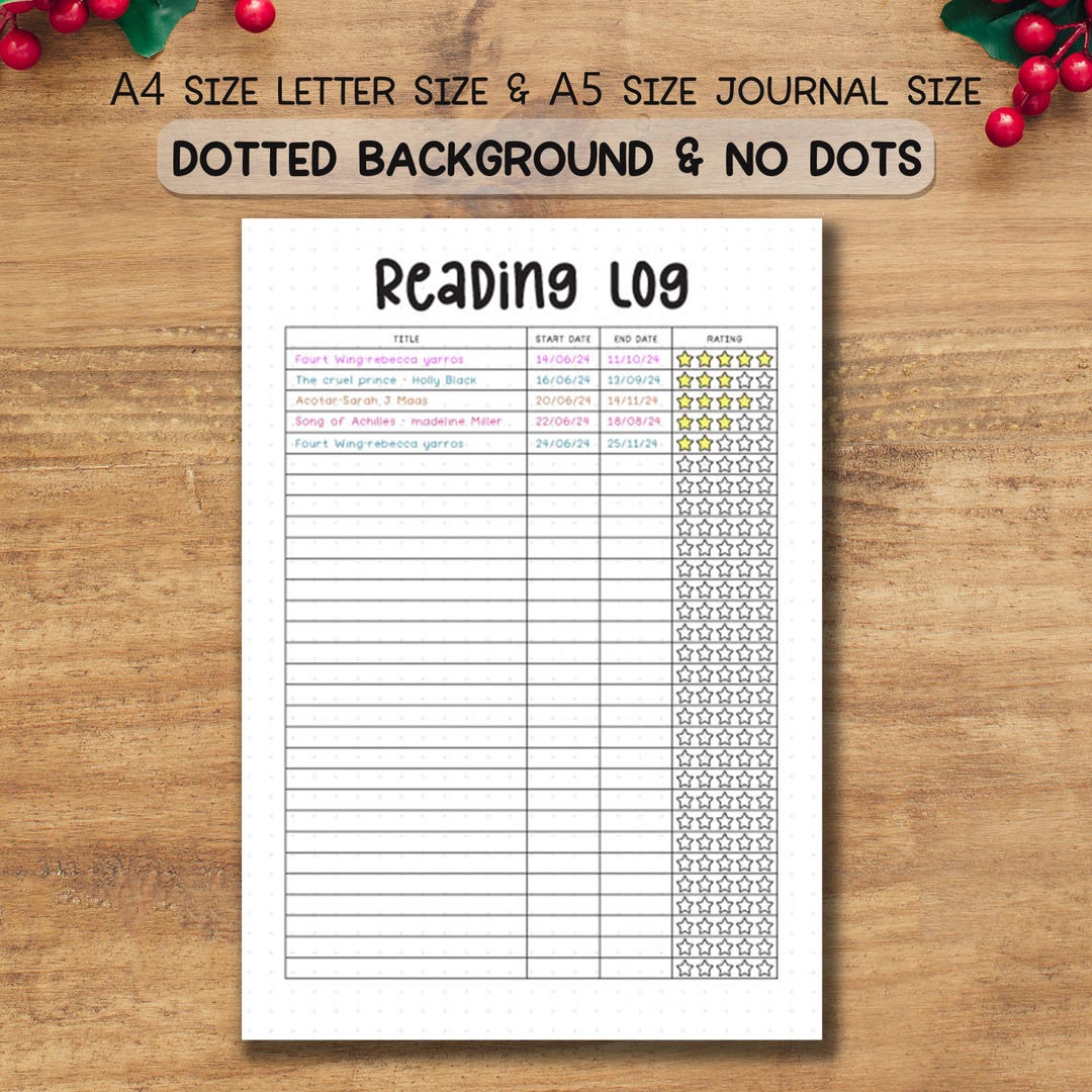 Reading Log Chart Printable PDF | Book Tracker & Habit Journal Page ...