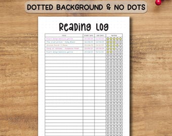 Reading Log Chart Printable PDF | Book Tracker & Habit Journal Page | A4/A5 Planner Insert
