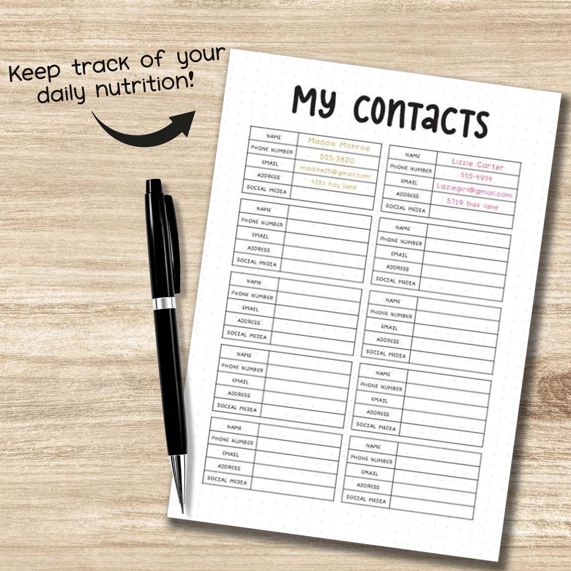 Contacts Organizer Printable PDF | A4 A5 Dotted & Non-dotted Pages ...