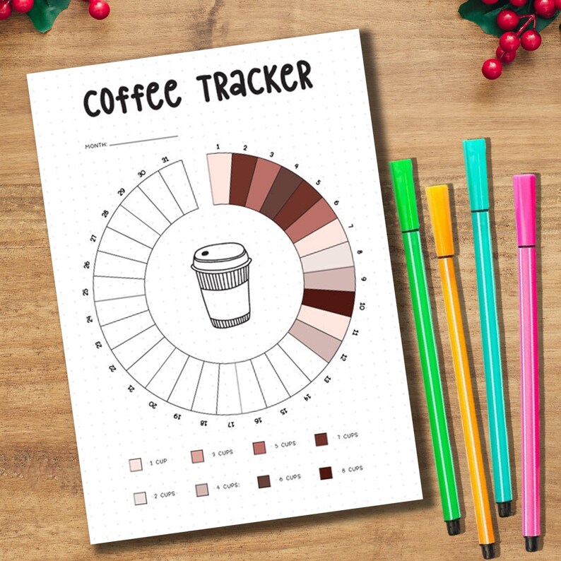 Coffee Tracker Printable PDF | Caffeine Intake Log & Health Journal ...