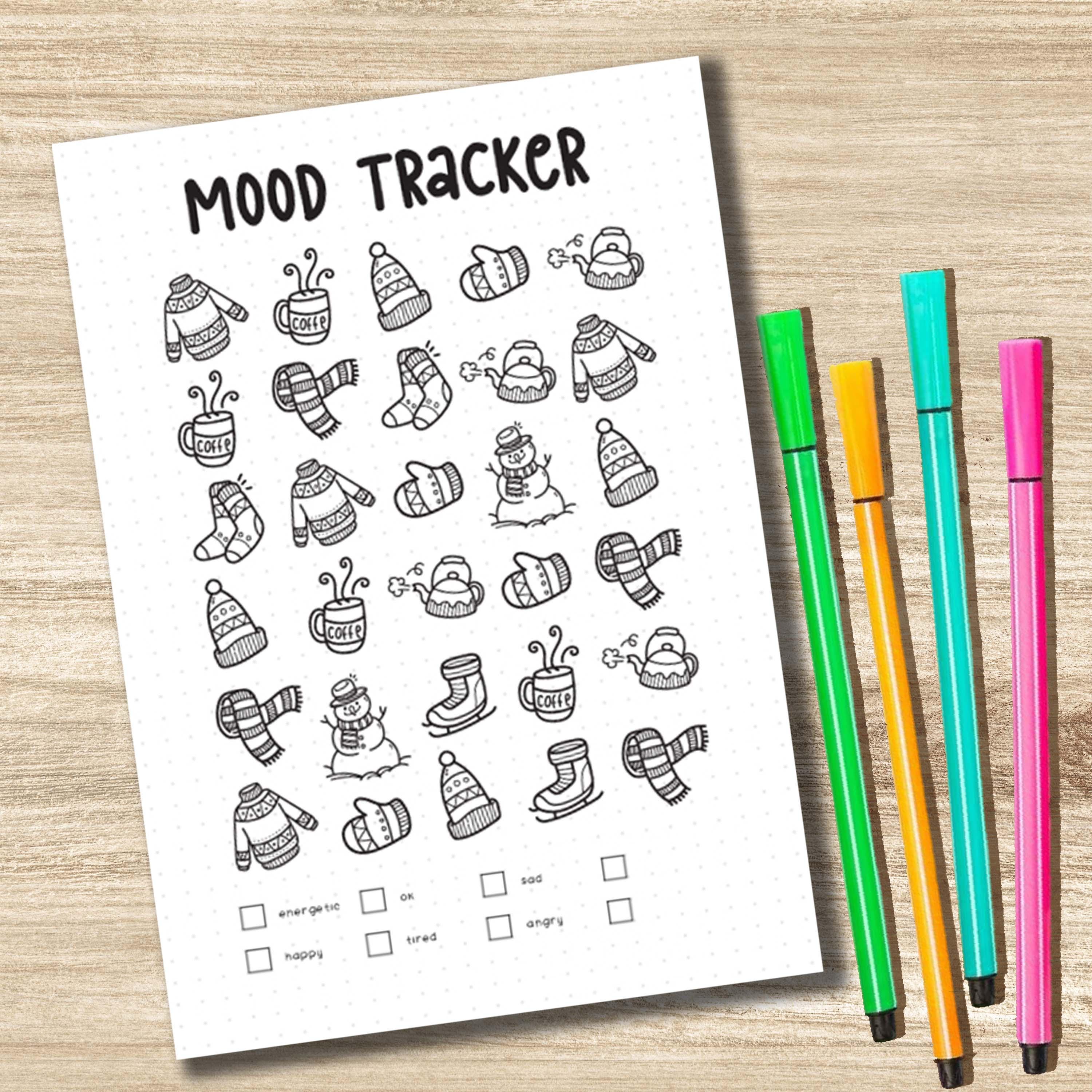 January Mood Tracker Printable | A4 A5 Dotted & Non-dotted (PDF) - Etsy