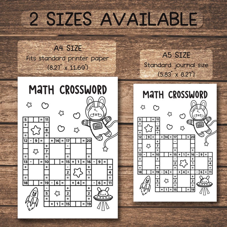 Math Crossword Worksheet.pdf Math Crossword Worksheets Printable PDF | A4-A5 Kids Math Puzzle ...