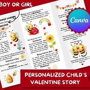 Spezielles Valentinstag Geschenk für Kind Personalisierte Geschichte Liebesgeschichte mit Namen des Kindes Kinderbuch Erster Valentinstag Klassenzimmer Printable
