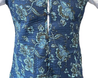 Luna - Reversible Block Print Cotton Vest: Boho Quilted Sleeveless Jacket