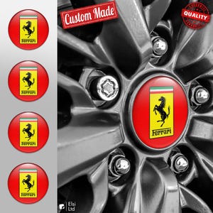 Ferrari Decals | 4pcs Set Wheel Cap Stickers | Custom Made Rim Emblems | Multiple Designs