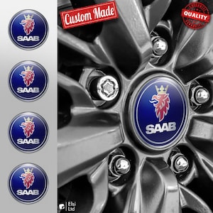 Saab Decals | 4pcs Set Wheel Cap Stickers | Custom Made Rim Emblems | Multiple Designs