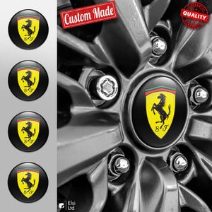 Ferrari Decals | 4pcs Set Wheel Cap Stickers | Custom Made Rim Emblems | Multiple Designs