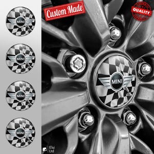 MINI Cooper Decals | 4pcs Set Wheel Cap Stickers | Custom Made Rim Emblems | Multiple Designs