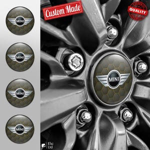 MINI Cooper Decals | 4pcs Set Wheel Cap Stickers | Custom Made Rim Emblems | Multiple Designs