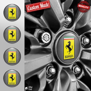 Ferrari Decals | 4pcs Set Wheel Cap Stickers | Custom Made Rim Emblems | Multiple Designs