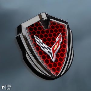 Corvette C8 Decal | Metal Frame Fender Emblem | Custom Made Side Wing Sticker | Badge Logo