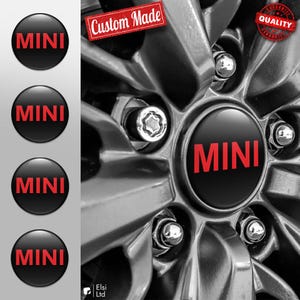 MINI Cooper Decals | 4pcs Set Wheel Cap Stickers | Custom Made Rim Emblems | Multiple Designs