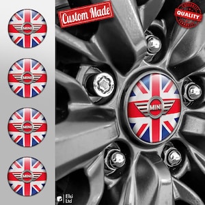 MINI Cooper Decals | 4pcs Set Wheel Cap Stickers | Custom Made Rim Emblems | Multiple Designs
