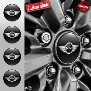 MINI Cooper Decals | 4pcs Set Wheel Cap Stickers | Custom Made Rim Emblems | Multiple Designs