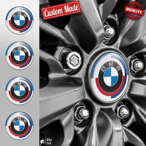 BMW Decals | 4pcs Set Wheel Cap Stickers | Custom Made Rim Emblems | Multiple Designs