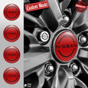 Nissan Decals | 4pcs Set Wheel Cap Stickers | Custom Made Rim Emblems | Multiple Designs