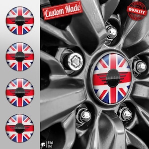 MINI Cooper Decals | 4pcs Set Wheel Cap Stickers | Custom Made Rim Emblems | Multiple Designs