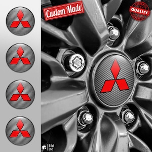 Mitsubishi Decals | 4pcs Set Wheel Cap Stickers | Custom Made Rim Emblems | Multiple Designs