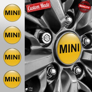 MINI Cooper Decals | 4pcs Set Wheel Cap Stickers | Custom Made Rim Emblems | Multiple Designs