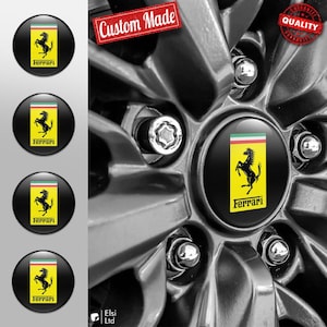 Ferrari Decals | 4pcs Set Wheel Cap Stickers | Custom Made Rim Emblems | Multiple Designs