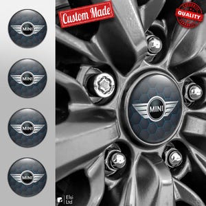 MINI Cooper Decals | 4pcs Set Wheel Cap Stickers | Custom Made Rim Emblems | Multiple Designs