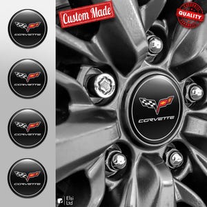 Stickers Corvette C6 | Lot de 4 autocollants pour enjoliveurs de roue | Emblèmes de jante sur mesure | Plusieurs modèles