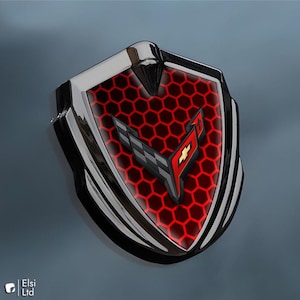 Corvette C8 Decal | Metal Frame Fender Emblem | Custom Made Side Wing Sticker | Badge Logo