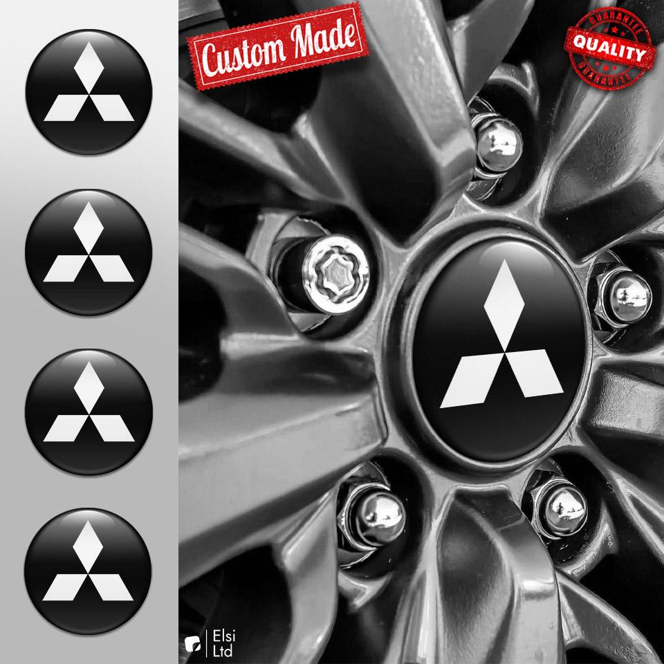 Mitsubishi Decals | 4pcs Set Wheel Cap Stickers | Custom Made Rim Emblems | Multiple Designs