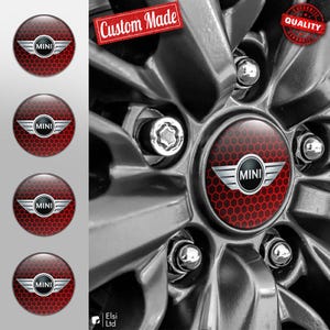 MINI Cooper Decals | 4pcs Set Wheel Cap Stickers | Custom Made Rim Emblems | Multiple Designs