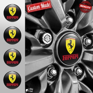 Ferrari Decals | 4pcs Set Wheel Cap Stickers | Custom Made Rim Emblems | Multiple Designs