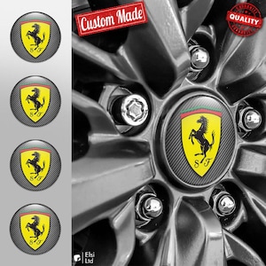 Ferrari Decals | 4pcs Set Wheel Cap Stickers | Custom Made Rim Emblems | Multiple Designs