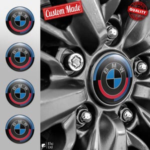 BMW Decals | 4pcs Set Wheel Cap Stickers | Custom Made Rim Emblems | Multiple Designs