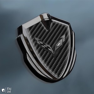 Sticker Corvette C7 | Emblème d'aile en métal | Sticker latéral d'aile sur mesure | Logo de l'insigne