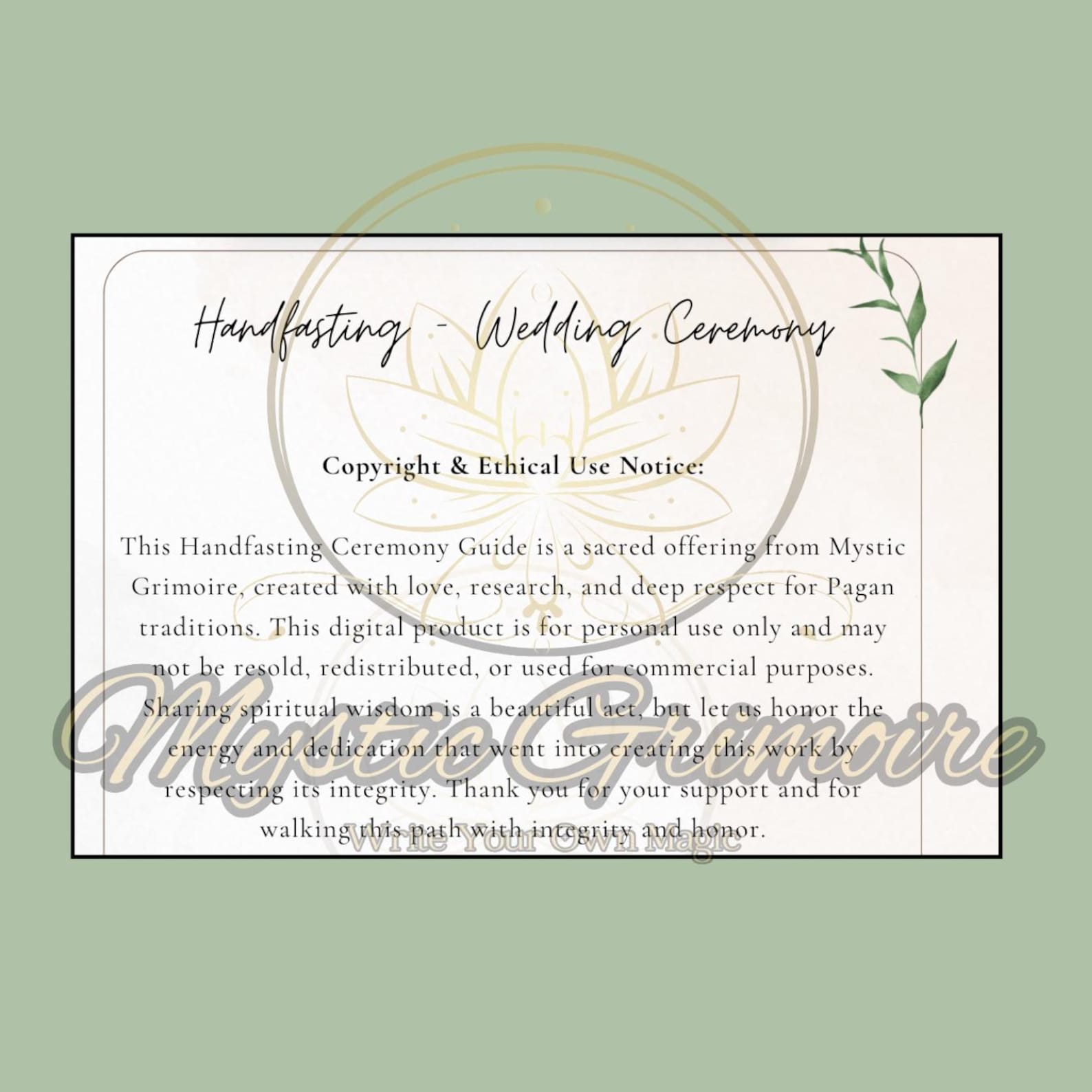 Pagan Handfasting Ceremony Script | Wiccan Wedding Ritual (digital ...