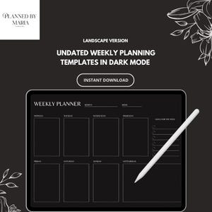 Dark Mode Digital Planner | Night Mode Daily Journal | GoodNotes & Notability Planner | 2024 iPad Digital Planner