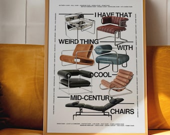 Poster Mid-Century Modern Chair: Bauhaus Design, Retro Möbel (Digitaler Download)