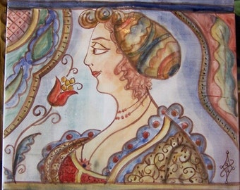 Hand Painted Ceramic Maiolica Tile