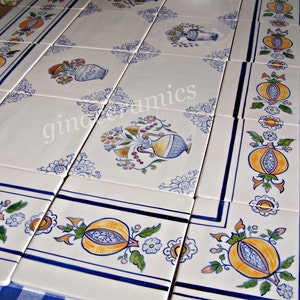 Large hand painted ceramic tile Mural 30 x 30 inches