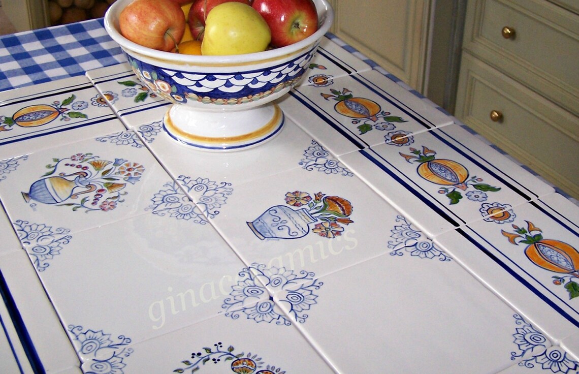 Large hand painted ceramic tile Mural 30 x 30 inches Etsy