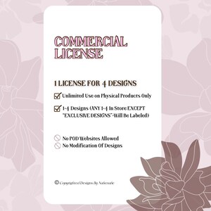 Kommerzielle Lizenz für (1-4) nicht exklusive Designs