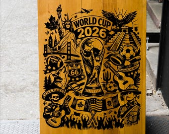 World Cup 2026 Engraving File – USA Canada Mexico Symbols | Soccer Trophy Laser Design | Ai SVG PNG