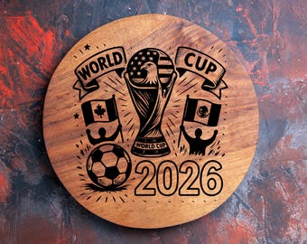 World Cup 2026 Laser Engraving File | Soccer Trophy with USA Canada Mexico Flags | Football Engraving Design | SVG PNG Ai Laser File