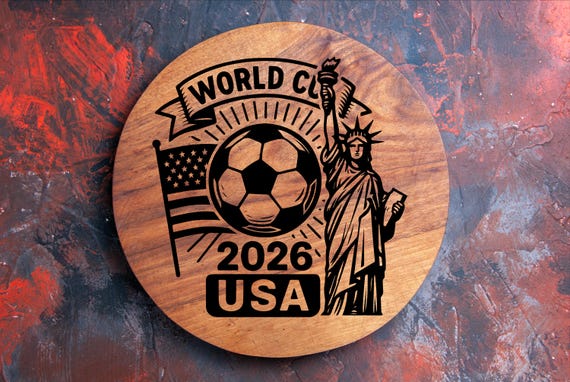 World Cup 2026 USA Engraving File – Soccer Ball, Statue of Liberty & Us Flag | Laser Engraving | Ai SVG PNG